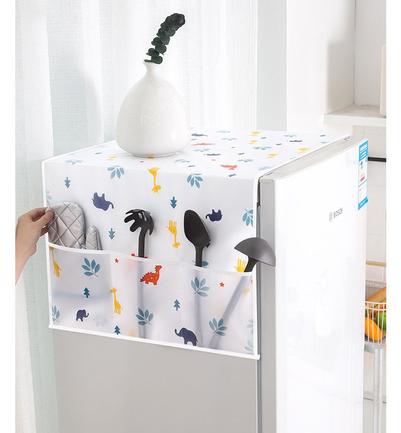 冰箱盖布防尘布防水防油微波炉罩遮尘布单开门家用盖的布格子款面料薄