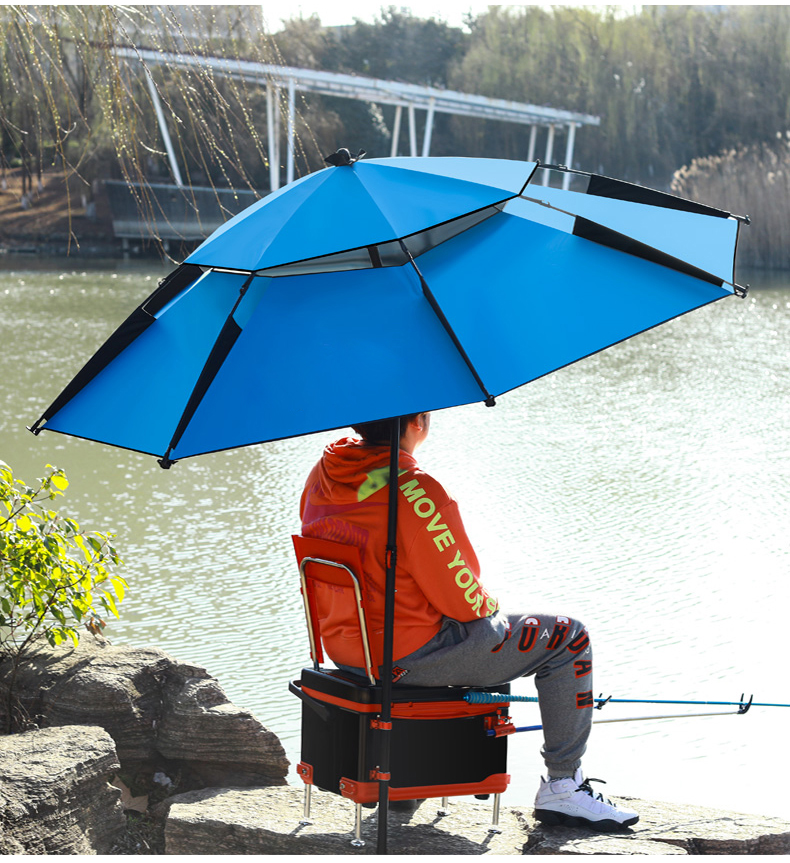 钓鱼伞大钓伞26加厚遮阳万向2021年地插防暴雨gk12米黑拼橙黑胶扣架铝