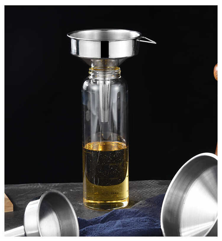 不锈钢漏斗过滤网加厚油漏酒漏挂式厨房倒油器家用漏斗超厚直径20过滤