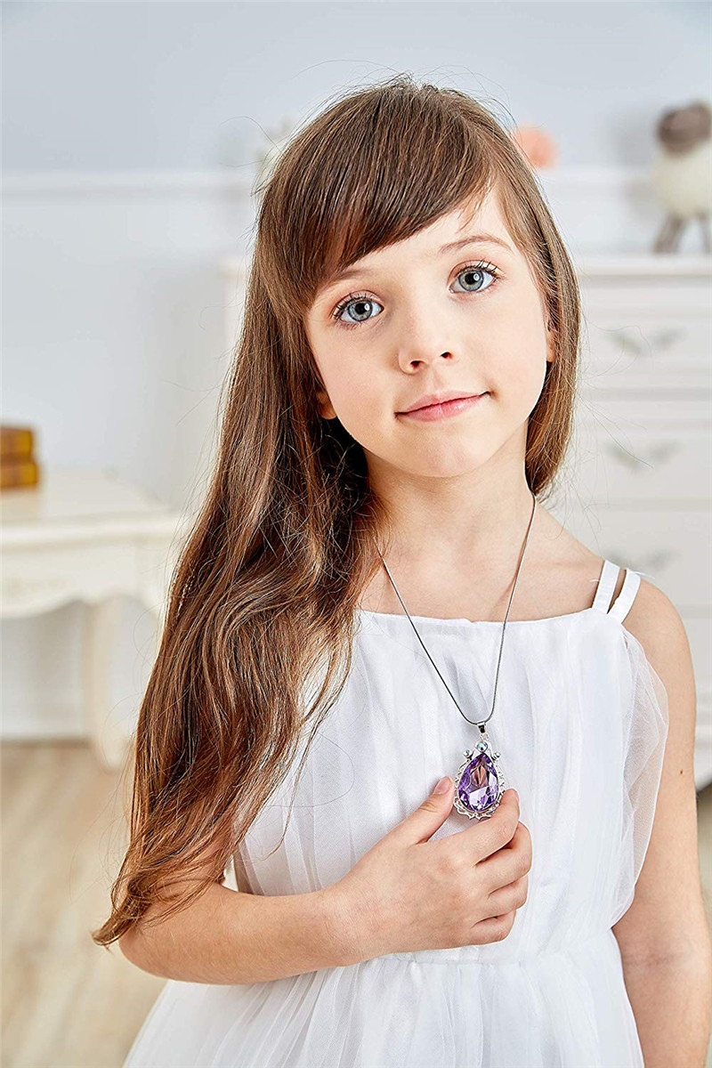 苏菲亚项链公主女孩儿童皇冠项链宝石项链魔法水晶项链发梳款皇冠粉色