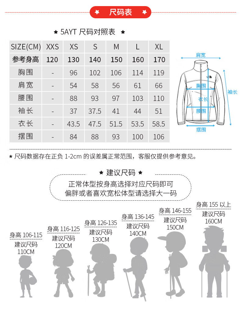 童装外套尺码表图片