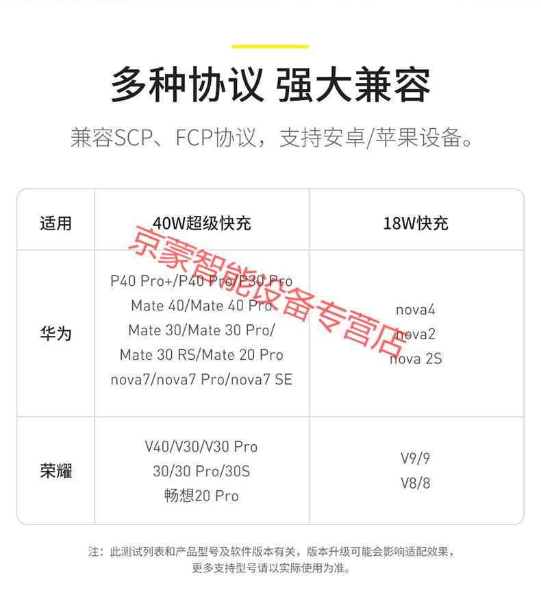 【全新】倍思40w充电器头快充头适用于华为mate40/30/20pro p40p30