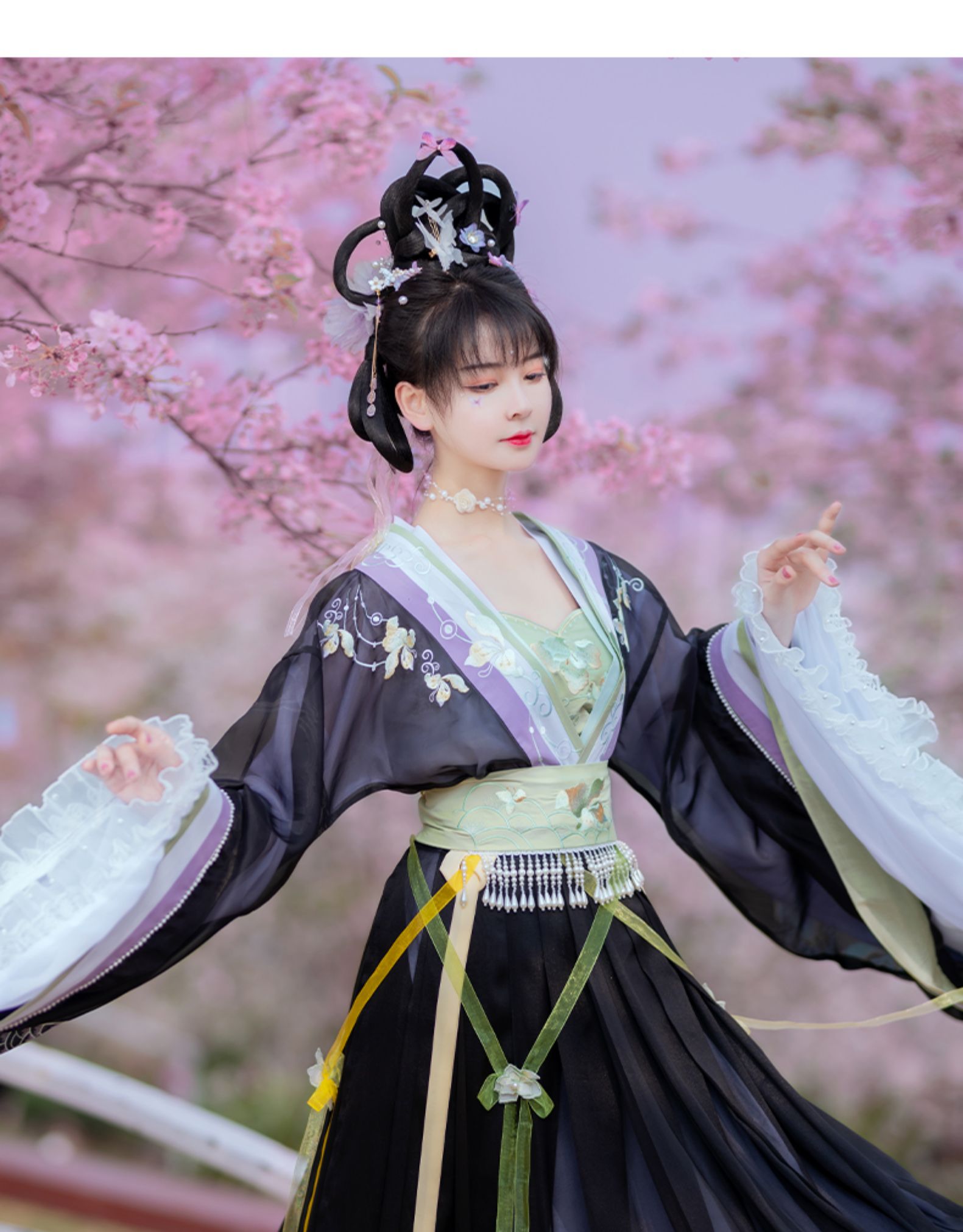 南极人原创紫色汉服女装对襟襦裙大袖衫婉柔中国风夏季日常抹胸 紫色