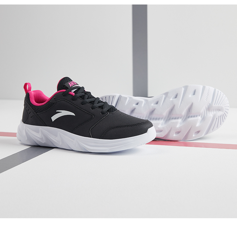 安踏运动鞋女跑步鞋子2021秋季新款黑色防滑轻便减震软底运动休闲跑鞋