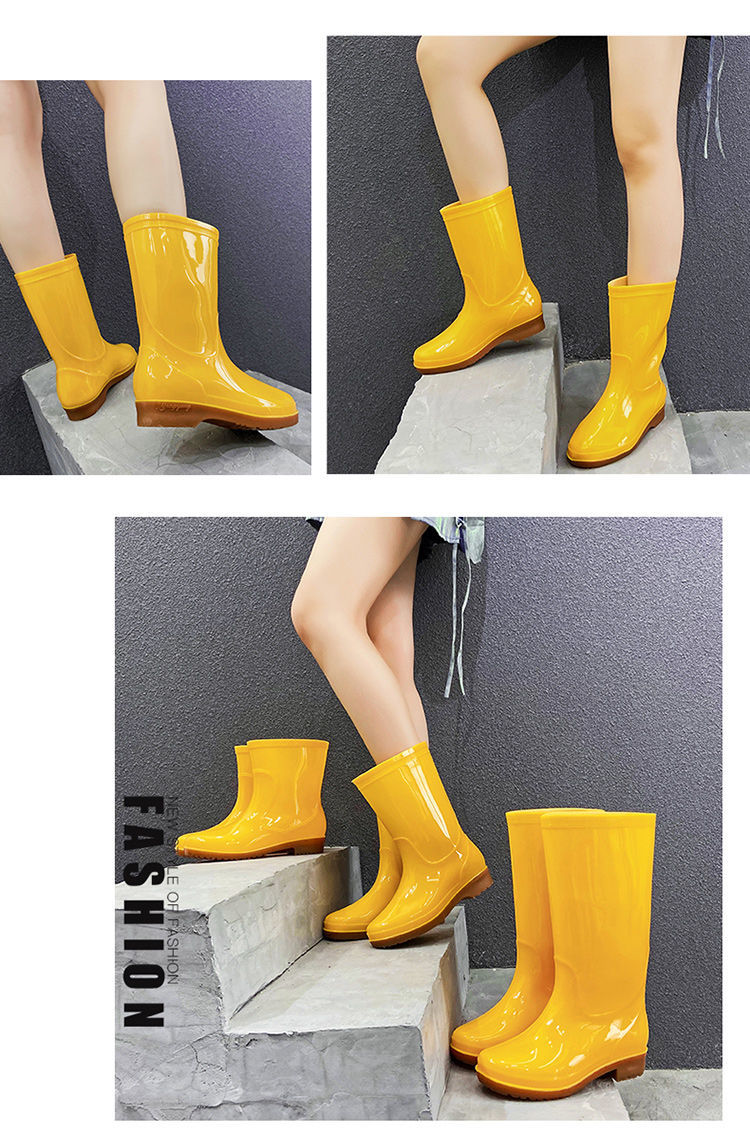 雨鞋女成人工作中高筒长筒时尚款雨靴防滑防水胶靴高帮厚底水靴女