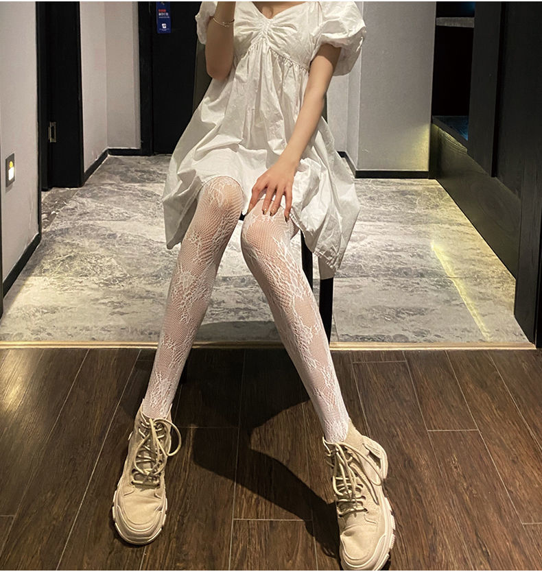 tphc 白色lolita蕾丝丝袜白丝袜暗黑少女网红女学生可爱黑丝渔网jk