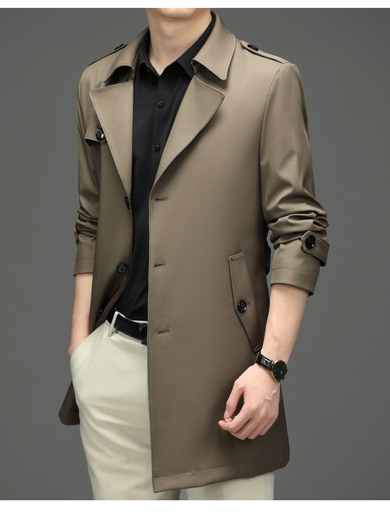 ximri男装轻奢潮牌欧洲站秋季新款休闲风衣男中长款风衣男士商务休闲