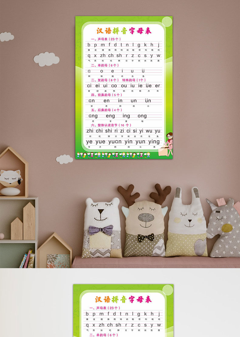 字母表小学一年级声母韵母表高清防水学习海报挂图贴纸除法口诀表36寸