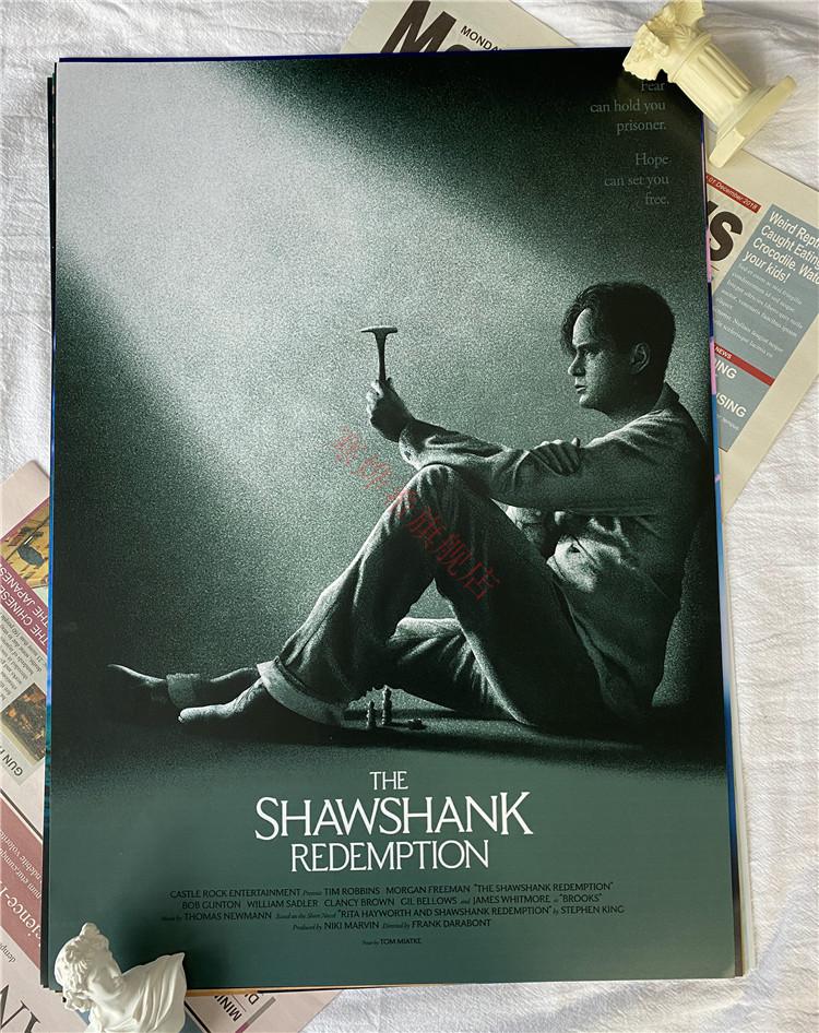 肖申克的救赎海报经典怀旧励志宿舍寝室电影带相框装饰挂画墙贴图 浅