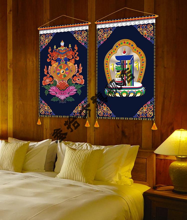藏式八吉祥布艺挂画 藏式八吉祥布艺挂画客栈民宿墙壁吉祥八宝无框