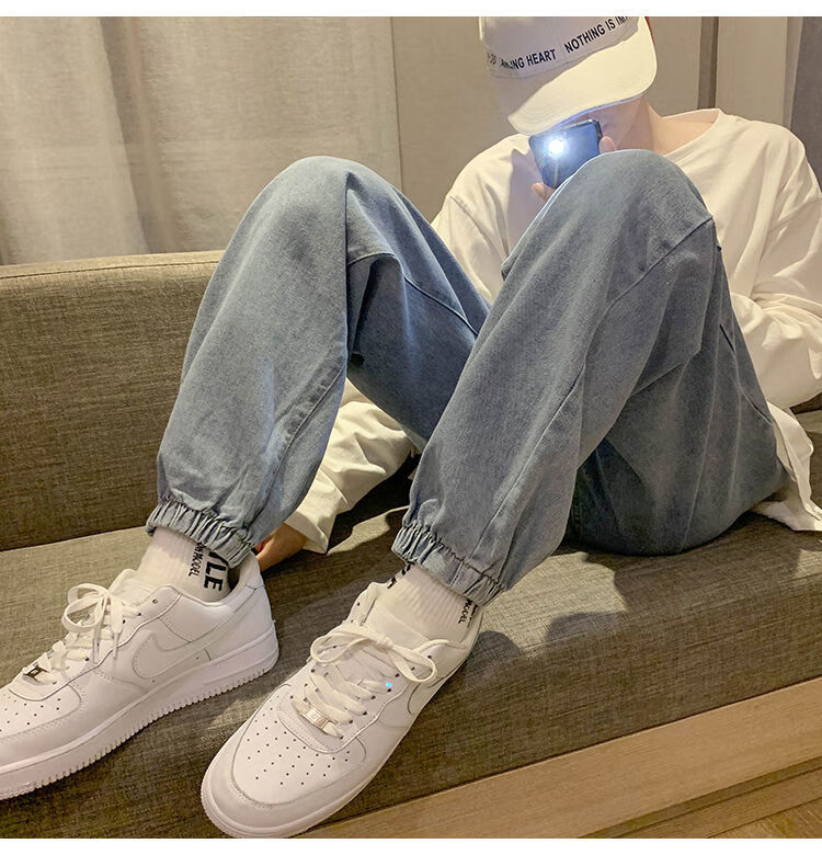 gekuairam初中生牛仔裤宽松中学生男阔腿裤裤子男宽松百搭潮流炸街痞