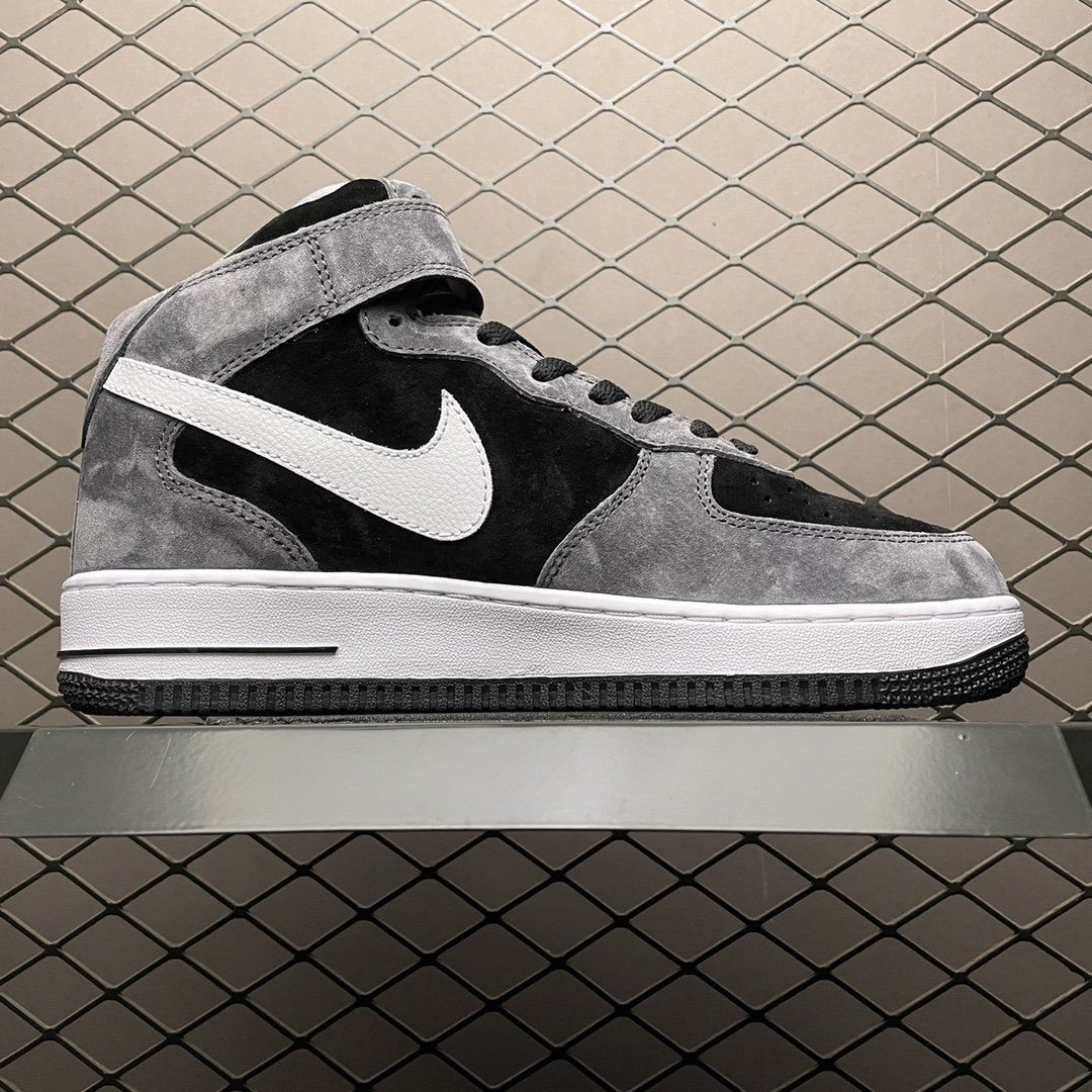 空军一号af1 mid 07 麂皮复古男女鞋缓震耐磨运动板鞋 暗黑灰 36