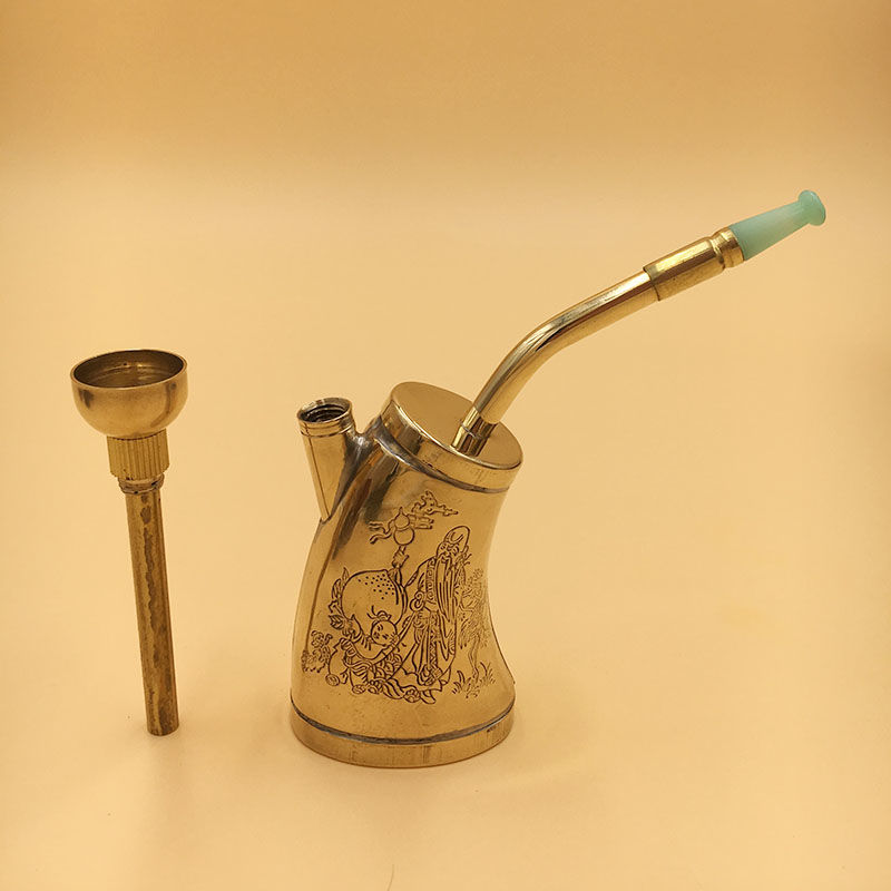 抽烟神器迷你便携黄铜水烟壶 纯铜水过滤烟斗男士水烟袋 两用单用卷烟
