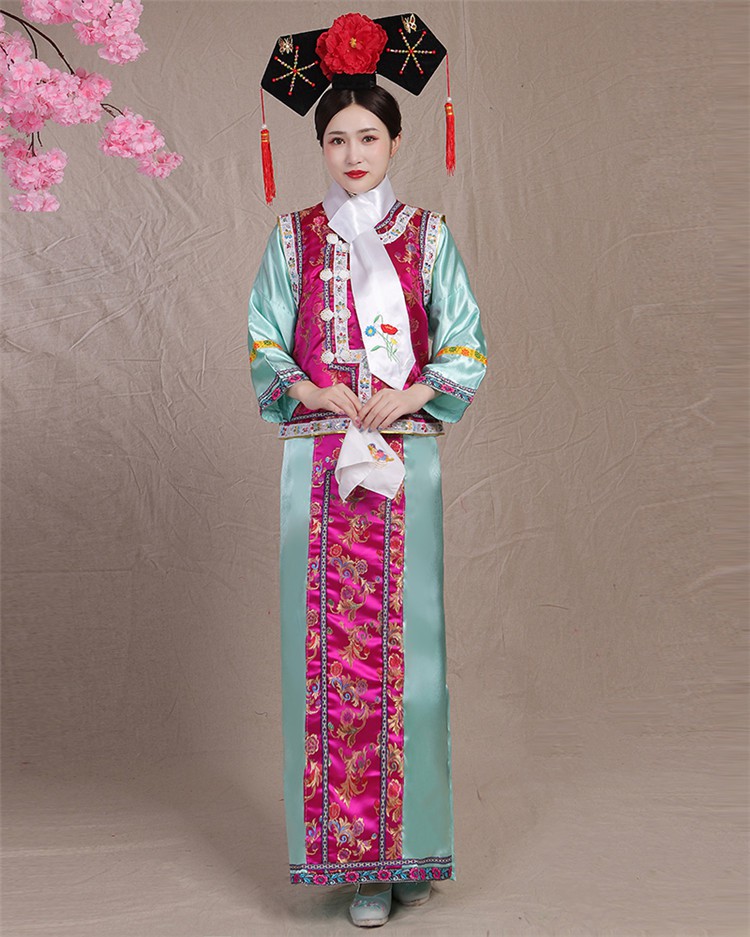 伊必圣 清朝服装女宫廷古装还珠格格甄嬛传宫表演服满族旗服演出服 玫