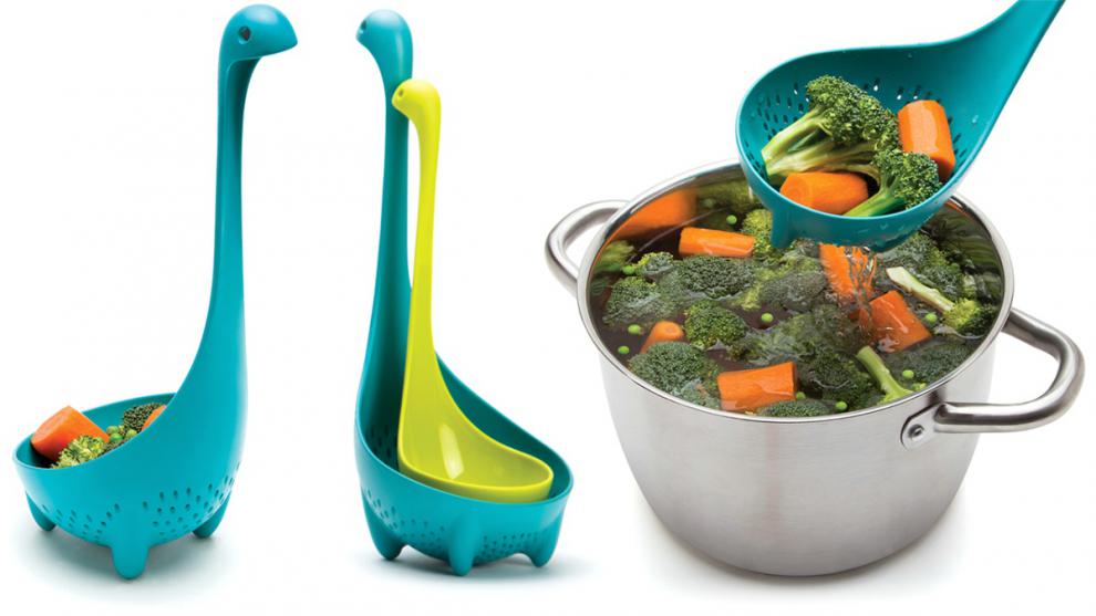 湖水怪汤勺家用厨房创意可站立长柄勺子大号水怪鸡蛋托蓝色155x9x9cm