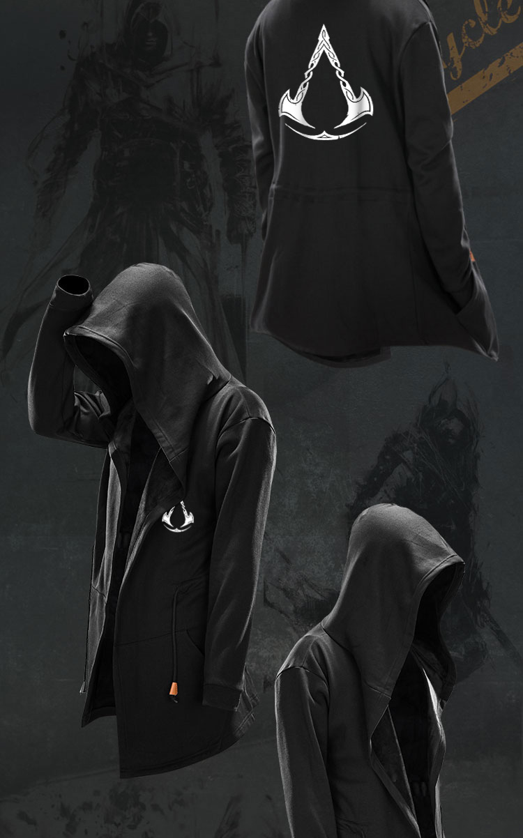 英灵殿刺客斗篷信条风衣暗黑系教条卫衣男中长款巫师帽衫披风外套 薄