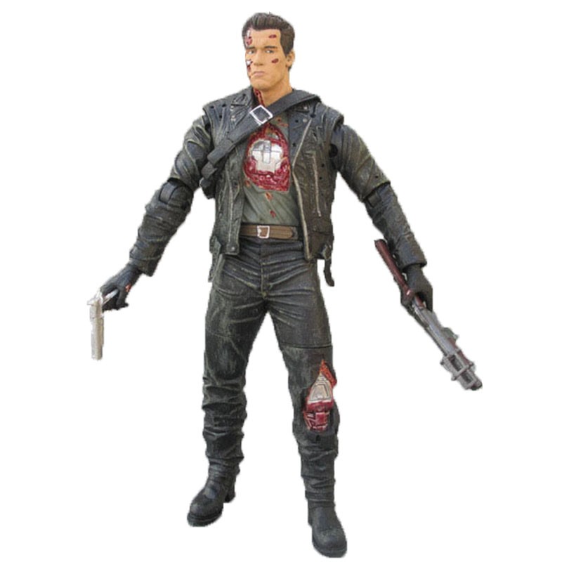 2施瓦辛格t800人偶t1000金属骨架终结者6黑暗命运公仔 双枪款