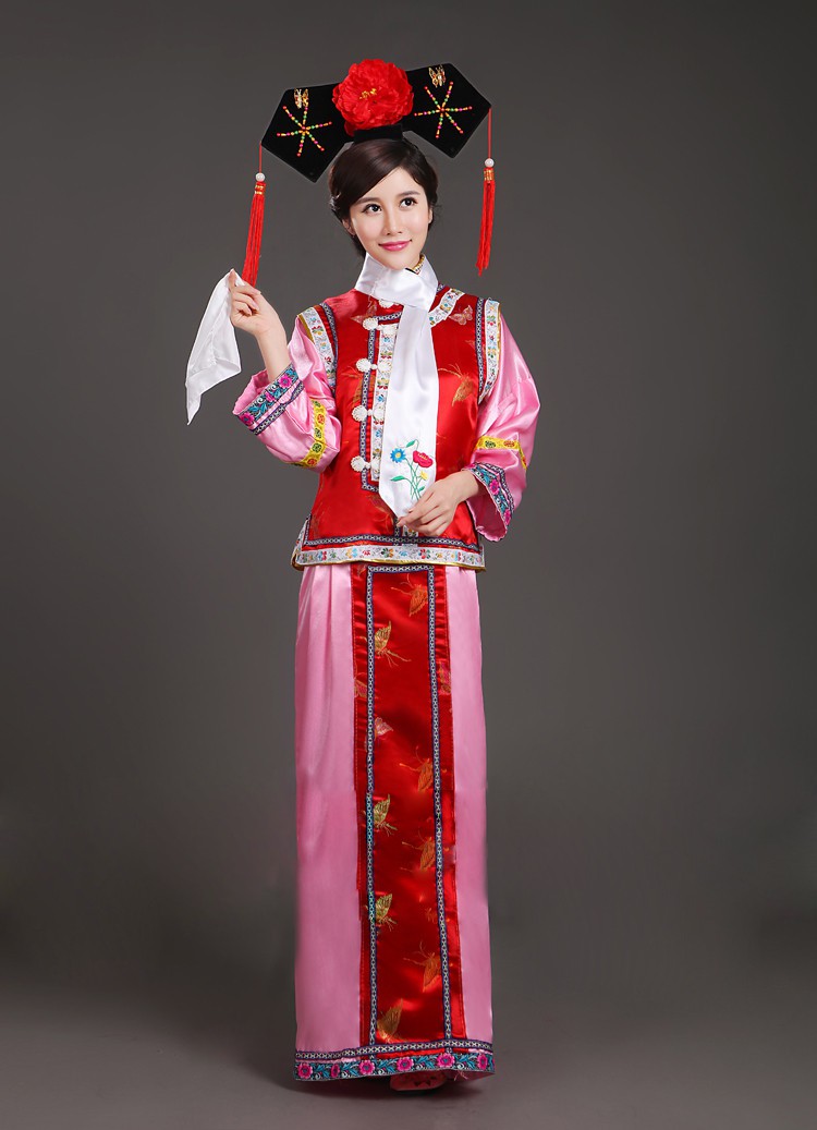 伊必圣 清朝服装女宫廷古装还珠格格甄嬛传宫表演服满族旗服演出服 玫