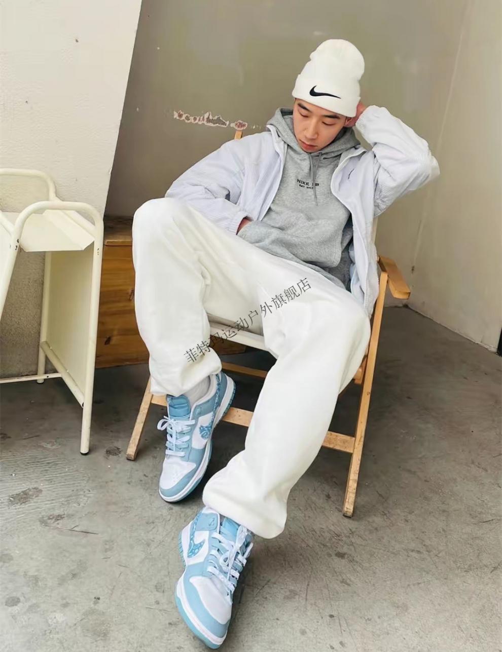 白蓝腰果花 复古轻便街头休闲高颜值滑板鞋 dh4401-1 dunk 白蓝腰果花