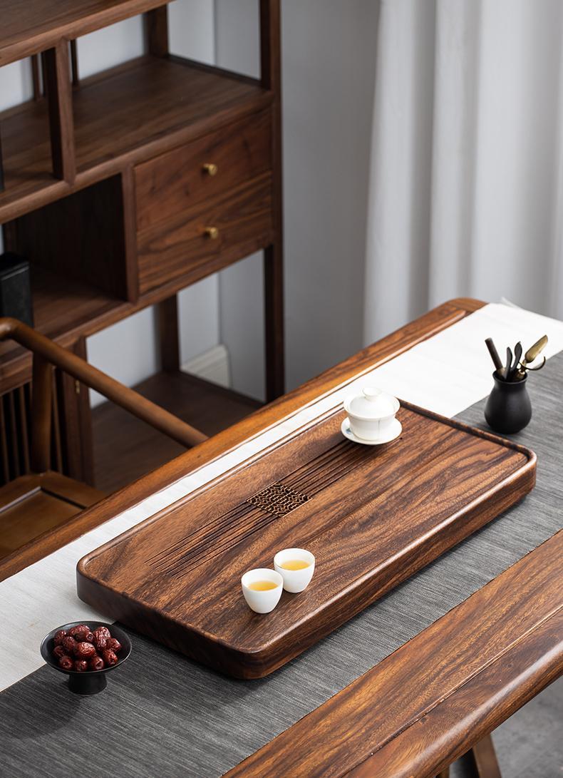 实木茶盘家用茶台整块胡桃木电木款功夫简约特大号红木托盘胡桃木静气