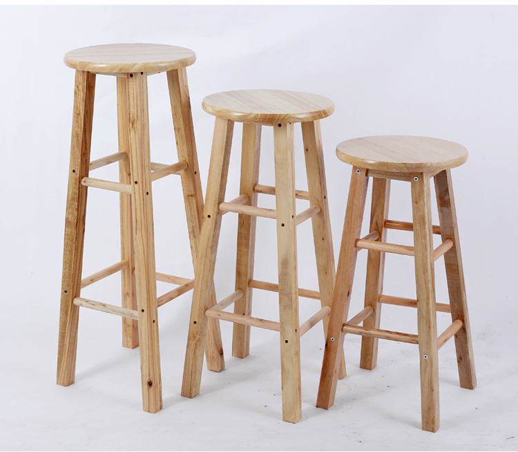 实木高脚凳高凳子成人现代简约圆凳前台酒吧高脚椅家用梯凳吧台凳加固