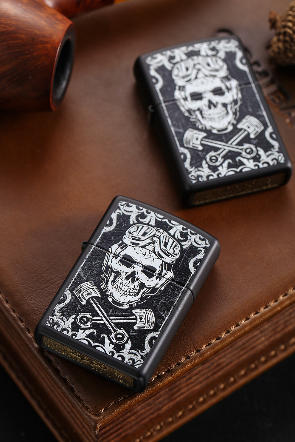 美国原装打火机zippo进口黑漆骷髅活塞 29088 29088