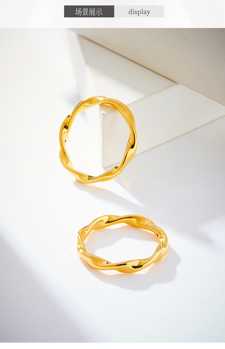 顾豪黄金莫比乌斯环戒指5d无氢足金 999素圈戒子指环情侣对戒送礼 9