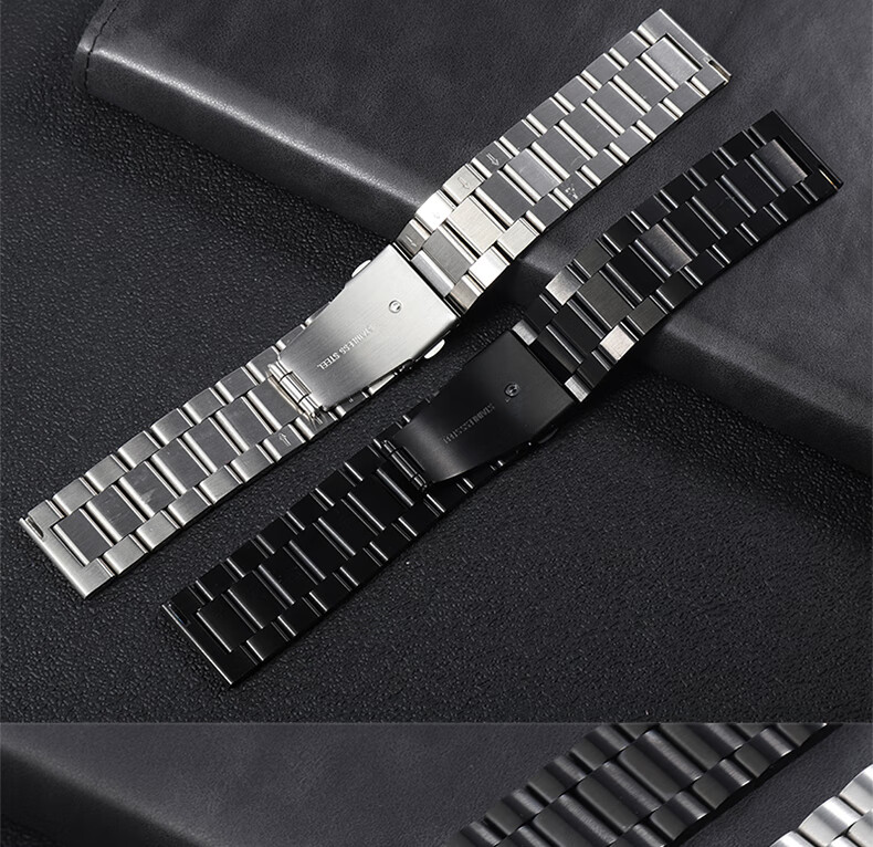 适配沛纳海钢带表带 男庐米诺pam441/111黑色金属表链22 24 26mm 双