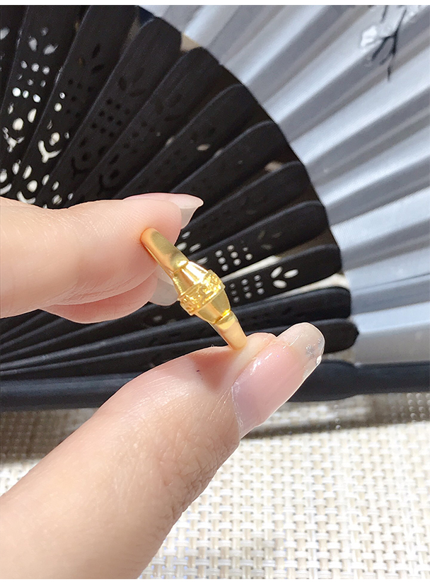 老凤祥款式古法金戒指女款实心时来运转可转动黄金指环足金999足金