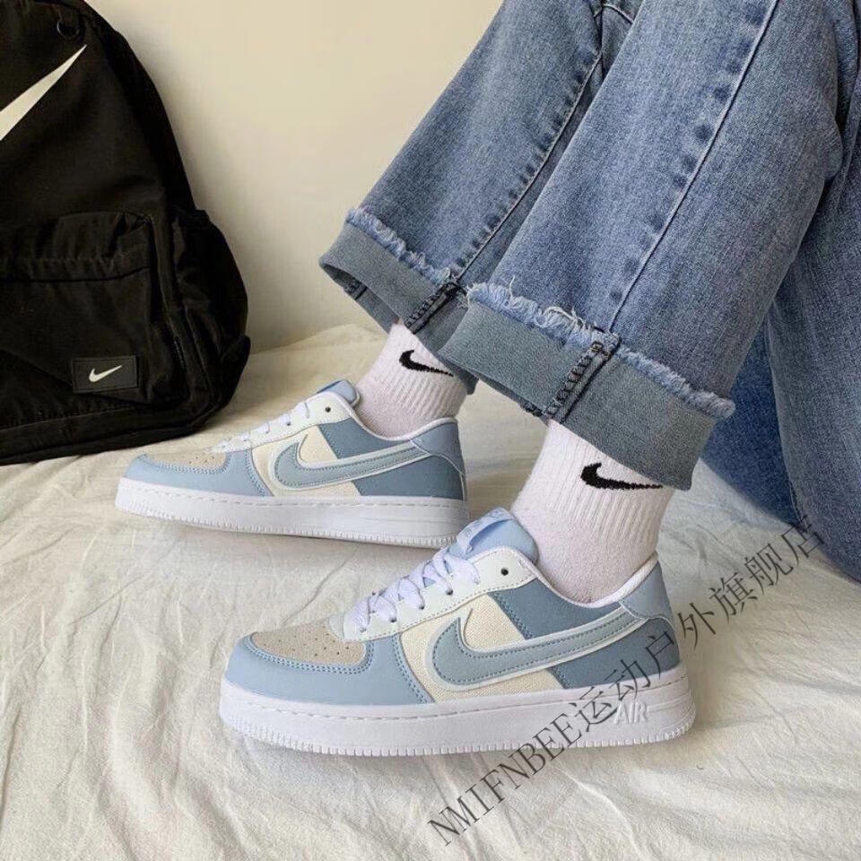 nmifnbee 旗舰店 空军一号鞋子男低帮云雾蓝运动鞋时尚休闲鞋情侣板鞋