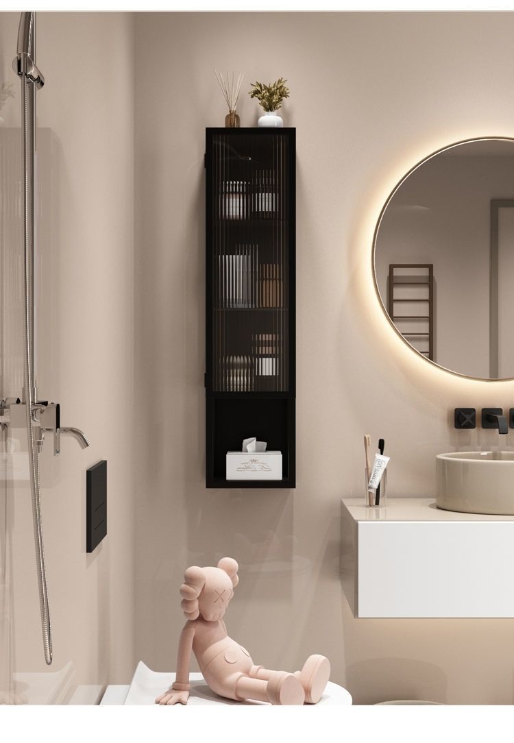 欧式玻璃墙壁柜卫生间小吊柜马桶窄侧边柜浴室置物架储物收纳定制金色