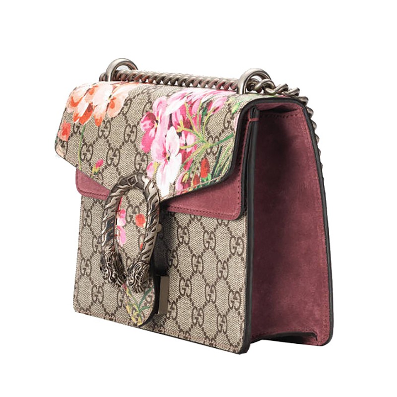 gucci古驰天竺葵红花酒神链条包皮质斜挎包421970ku23nai礼物浅咖色