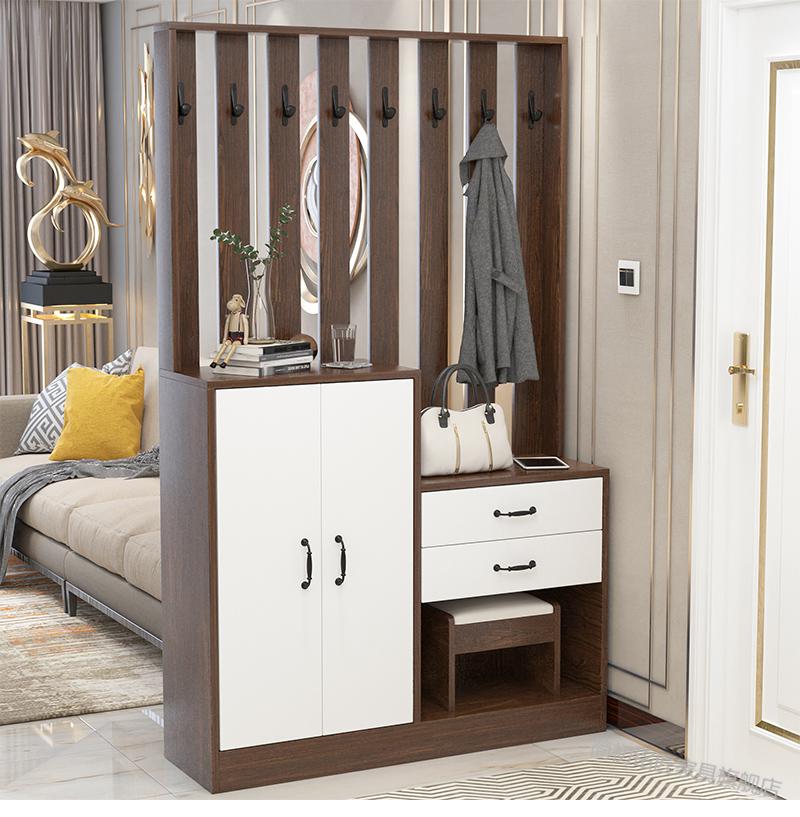 gt3b衣柜带挂衣架一体屏风简约现代家用门口换鞋凳玄关门厅隔断衣帽柜