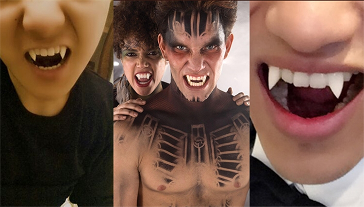 【精选】万圣节吸血鬼假牙小虎牙假牙可爱套牙精灵耳朵血浆假血僵尸牙