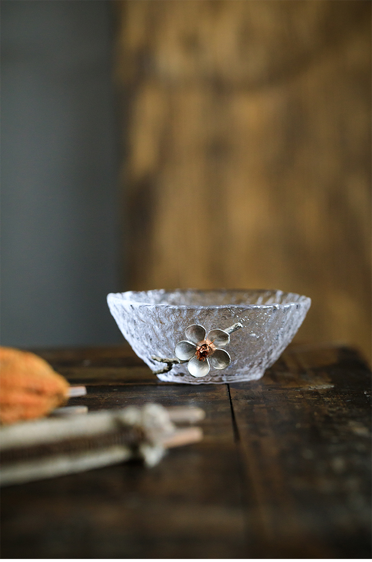 木璃锤纹杯草木祠日式锤纹玻璃小茶杯品茗杯耐高温玻璃单杯主个人杯子