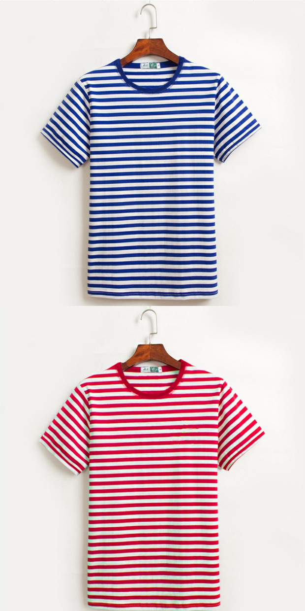 海军陆战队衣服军t恤定制夏季海魂衫短袖t恤宽松情侣款条纹蓝白条体能