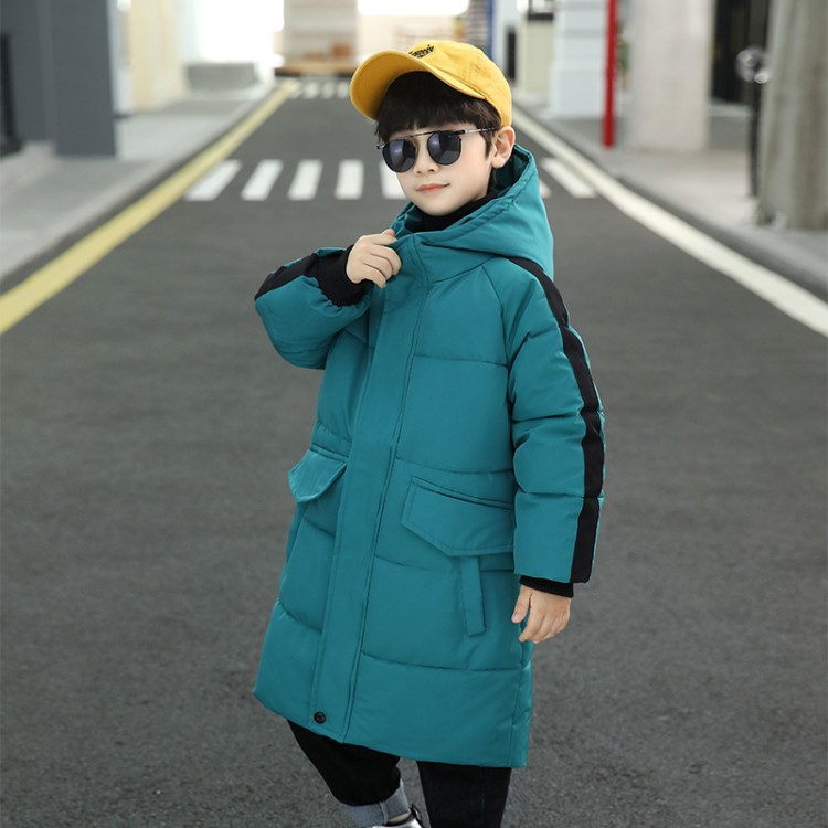 蓝猫男童冬季加厚棉服中大童韩版中长款棉衣2021新款儿童洋气加厚棉袄