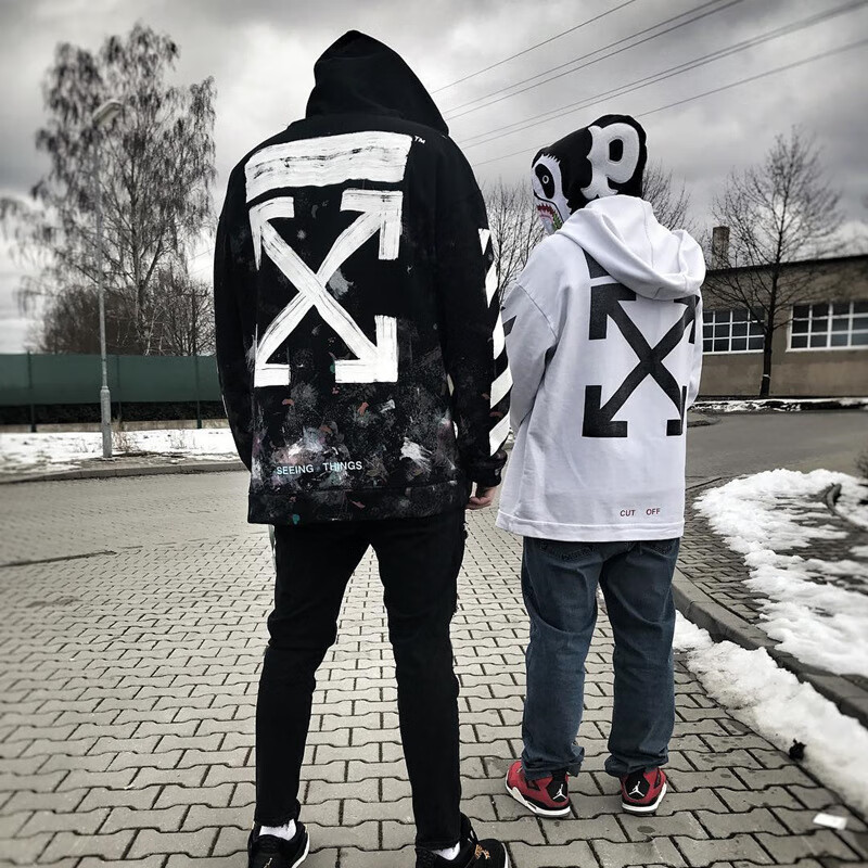 比克尼可 offwhite ow【品牌】欧美潮牌off星空泼墨white连帽卫衣