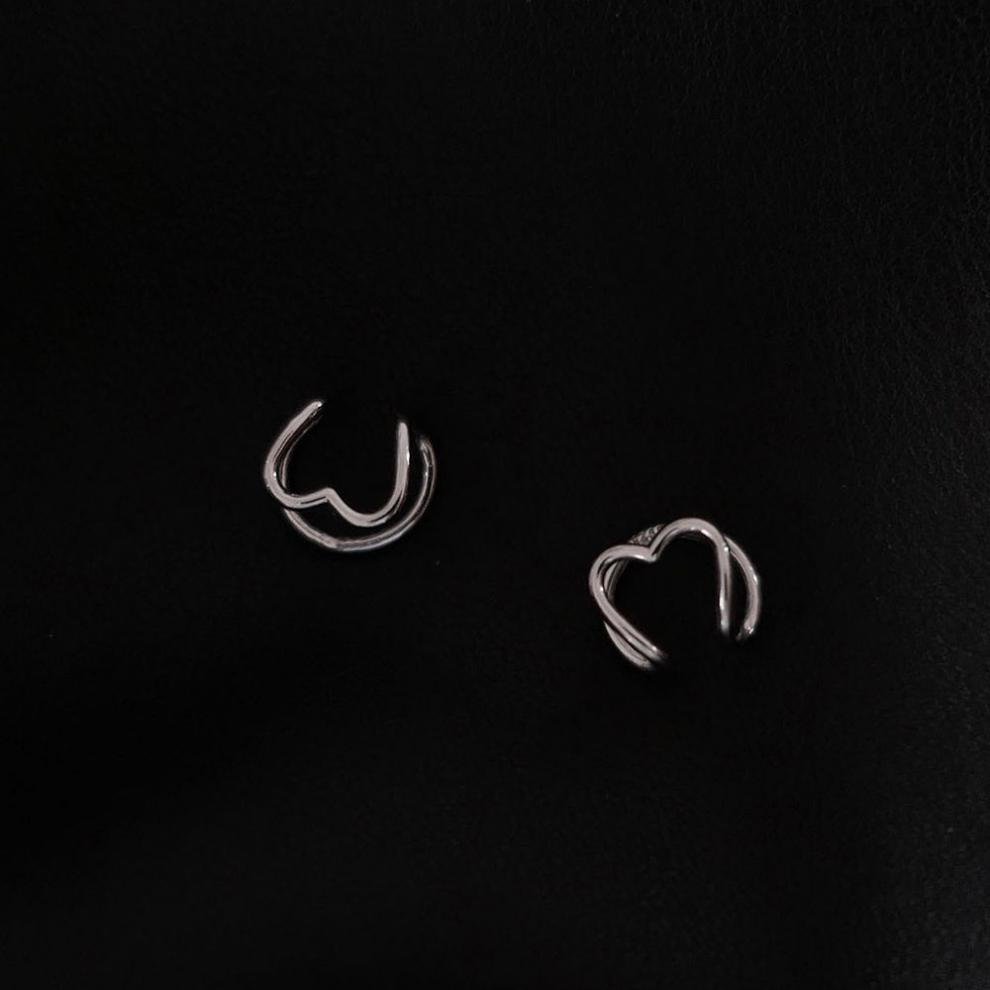 倪曼简约爱心耳夹无耳洞女ins耳环女气质冷淡风个性几何复古无耳洞女