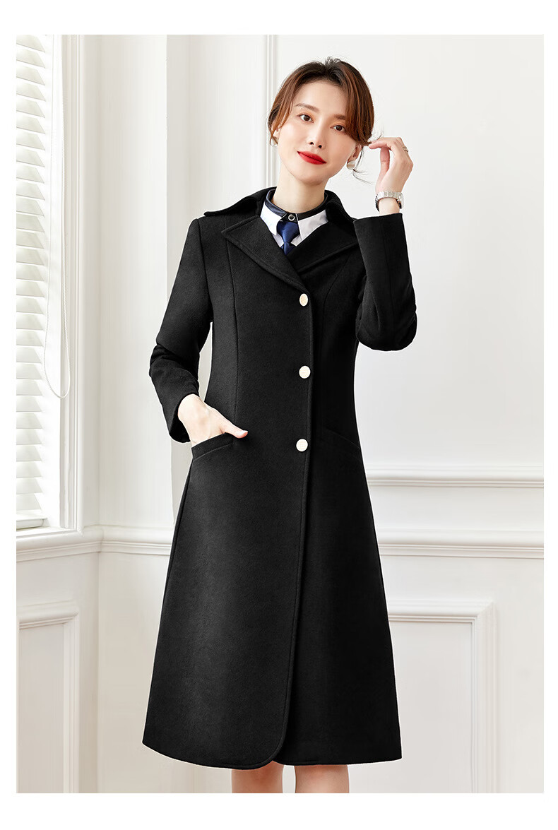 空姐制服冬季大衣职业装女冬季羊绒毛呢外套中长款酒店珠宝店售楼部毛