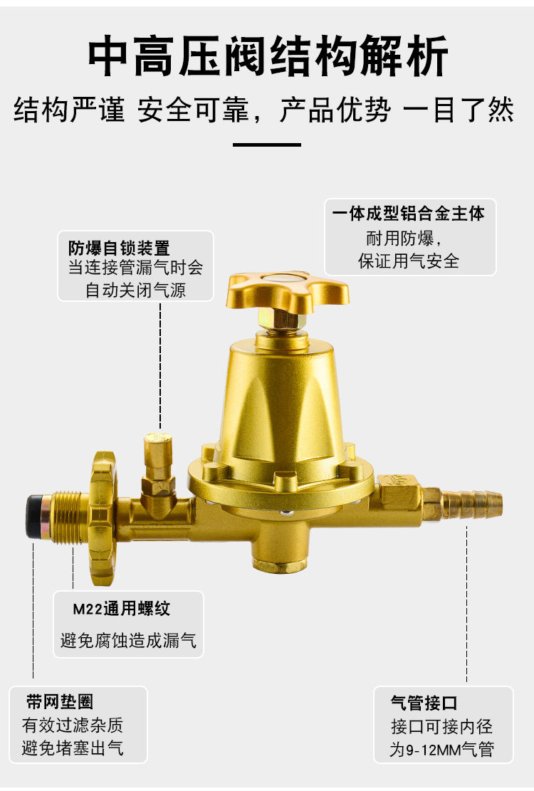 商用防爆液化气中压阀煤气罐高压阀猛火灶调压器减压阀门可调节双嘴