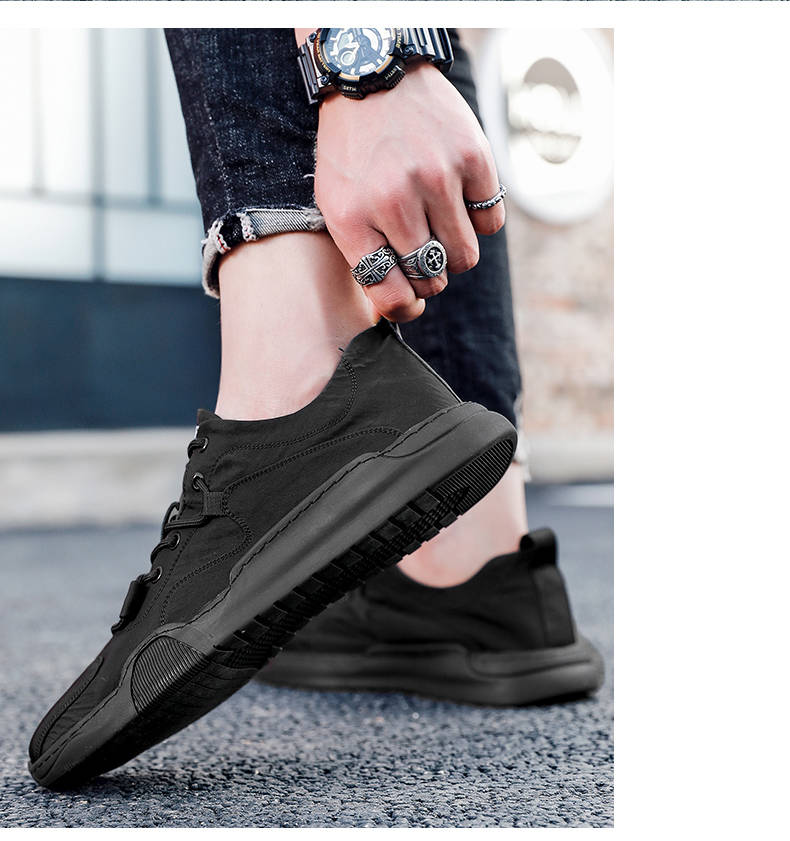 蒂尚dishang飞行员冰丝布鞋透气男鞋休闲帆布鞋缓震鞋散步开车鞋【抖