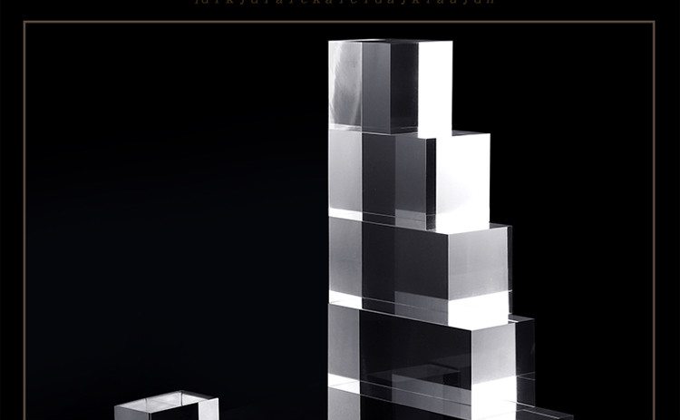 高透明亚克力方柱方块水晶底座托化妆品饰品珠宝道具陈列展示架5x55cm