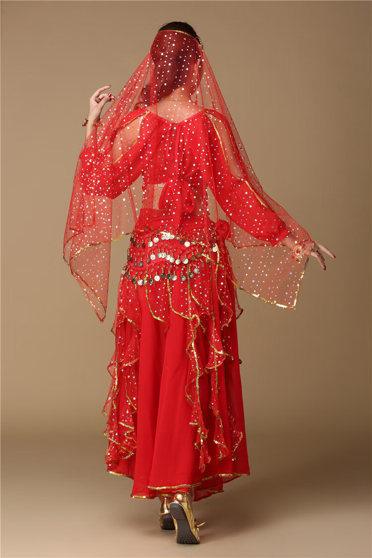 印度舞蹈服装女装成人2021新款年会演出服肚皮舞长袖秋冬裤子10件套