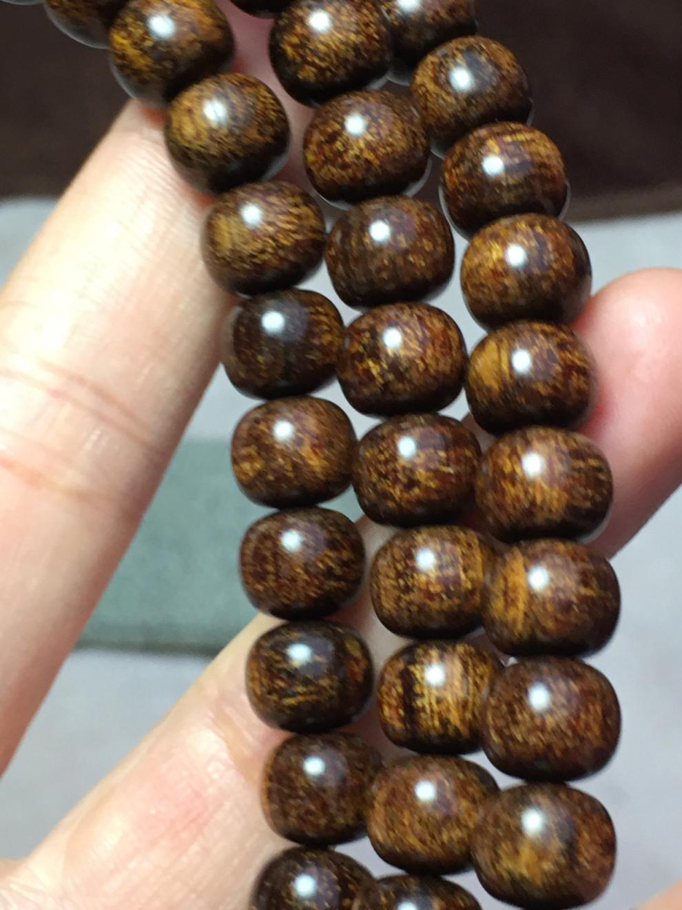 贡木沉香手串巴布亚贡木沉香手串血月玉化老料暗夜龙鳞纹犀角黑油8*9*