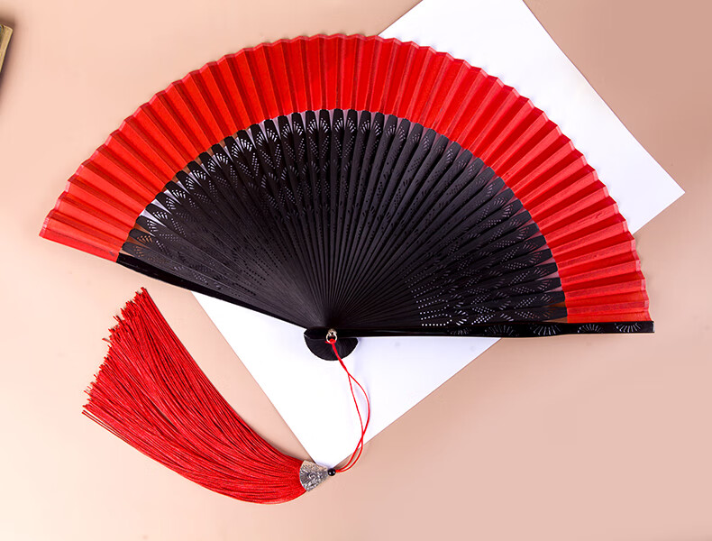 大红色女式7寸跳舞扇子古风汉服随身舞蹈折扇模特旗袍走秀中国风大