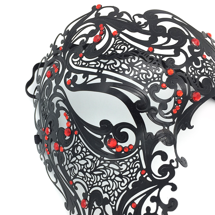 面具男半脸铁 万圣节道具威尼斯金属铁面具半脸假面舞会金色男独眼cos