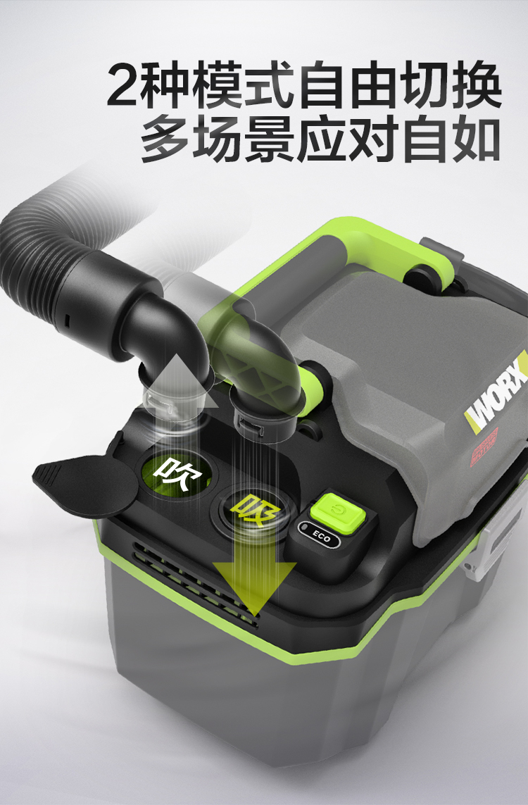 威克士worx干湿两用无刷吸尘器大功率吹吸两用20v电动工具wu03640ah吹