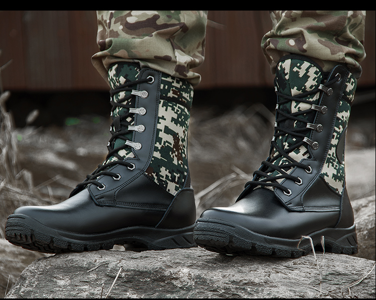 作战靴男轻火箭兵军训练靴子迷彩头层牛皮陆战靴男户