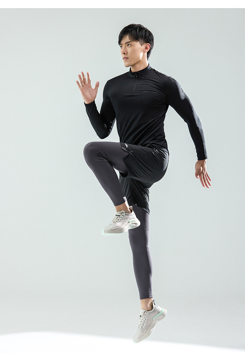 抗菌科技安踏anta官网健身衣男2021秋冬季新款运动紧身衣跑步瑜伽高领
